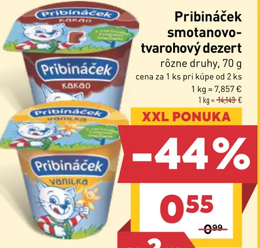 Pribináček smotanovo-tvarohový dezert