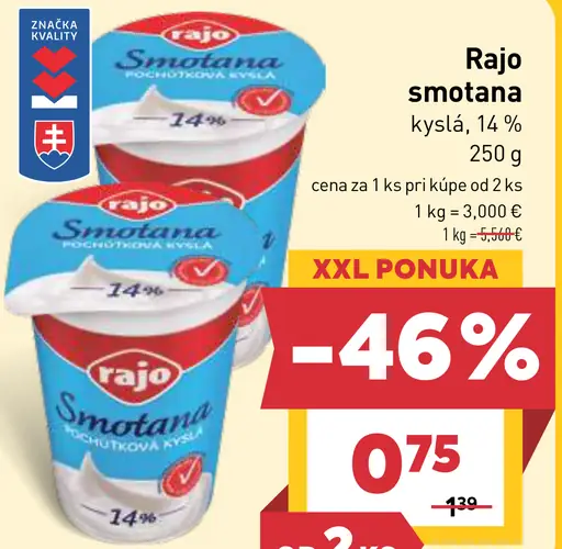 Rajo smotana kyslá 14%