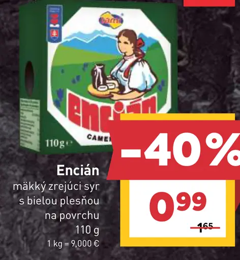 Encián mäkký zrejúci syr s bielou plesňou na povrchu