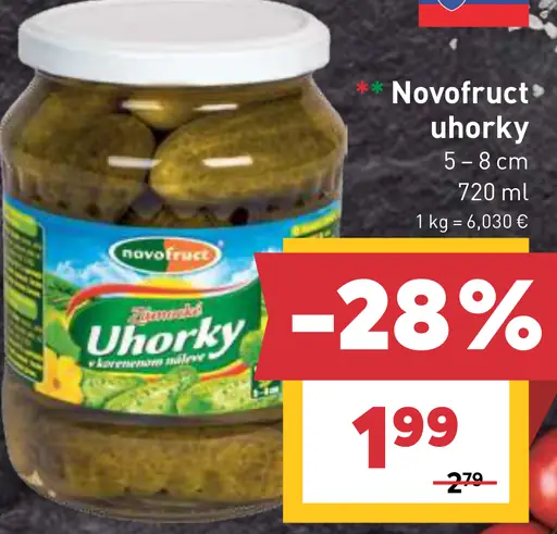 Novofruct uhorky sterilizované 5 – 8 cm