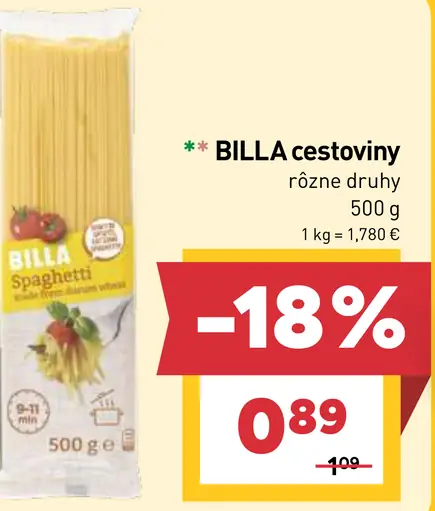 BILLA cestoviny
