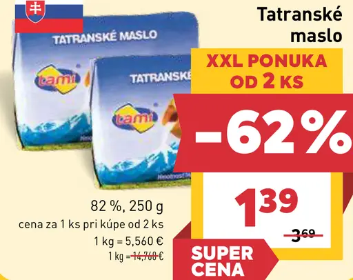 Tami Tatranské maslo 82 %