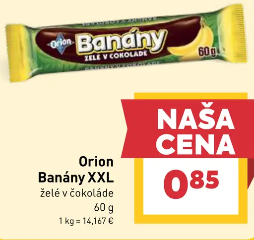 Orion Banány XXL želé v čokoláde