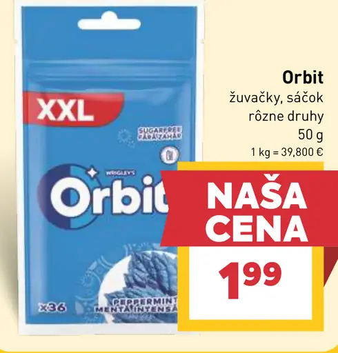 Orbit žuvačky, rôzne druhy