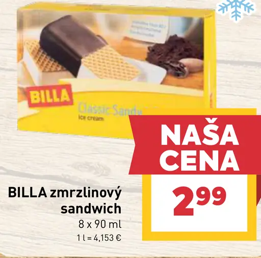 BILLA zmrzlinový sendvič