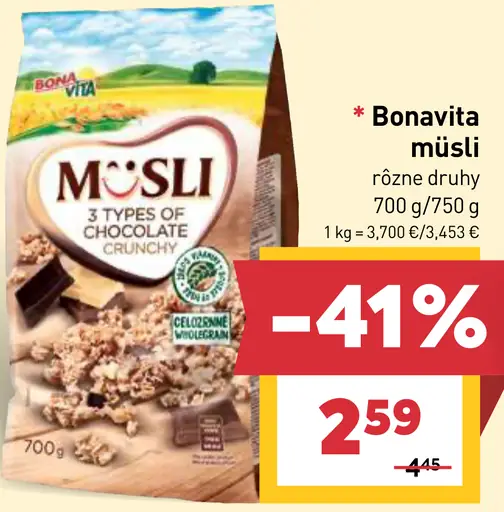 Bonavita müsli rôzne druhy