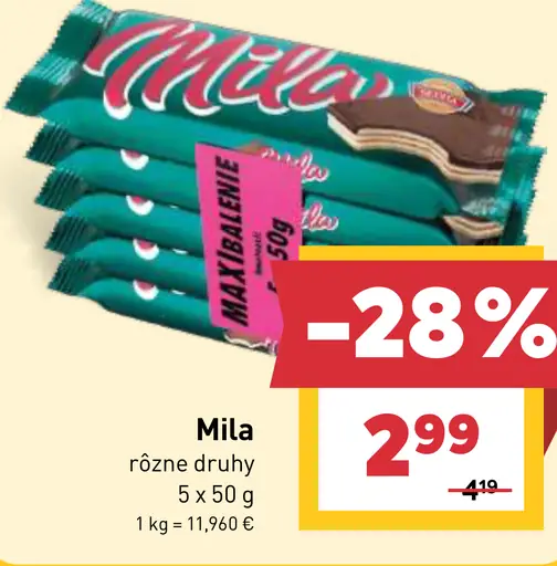 Mila tyčinka rôzne druhy