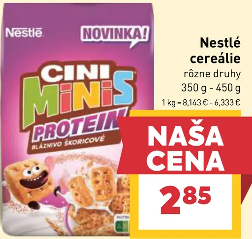 Nestlé cereálie rôzne druhy
