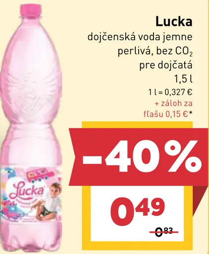 Lucka dojčenská voda jemne perlivá, bez CO₂, pre dojčatá