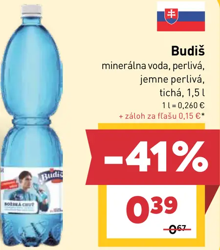 Budiš minerálna voda perlivá / jemne perlivá / neperlivá