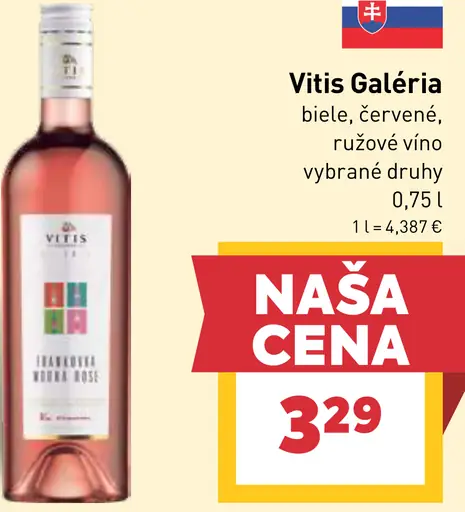 Vitis Galéria víno biele, červené, ružové rôzne druhy