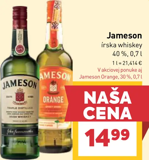 Jameson írska whiskey 40%