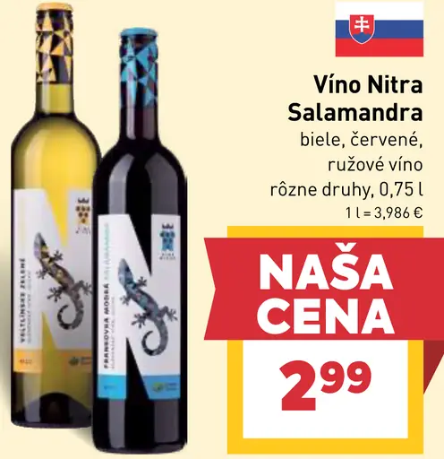 Vino Nitra Salamandra biele, červené, ružové víno