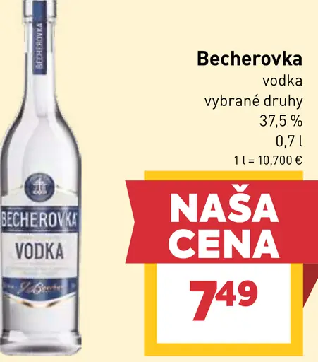 Becherovka vodka 37,5 % vybrané druhy