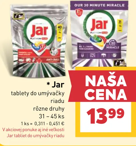 Jar tablety do umývačky riadu rôzne druhy