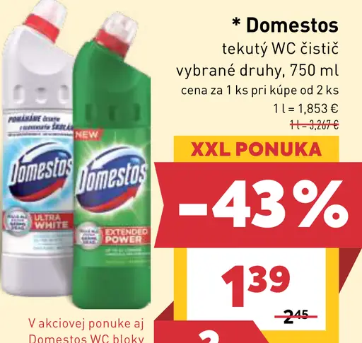 Domestos tekutý WC čistič rôzne druhy