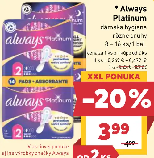 Always Platinum dámska hygiena