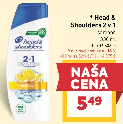 Head & Shoulders 2 v 1 šampón