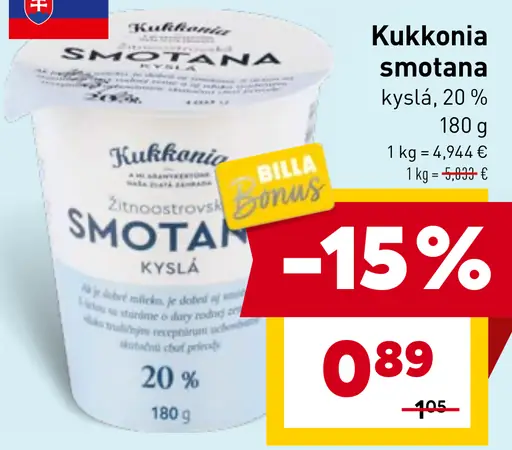 Kukkonia smotana kyslá 20 %