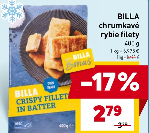 BILLA chrumkavé rybie filety v cestíčku