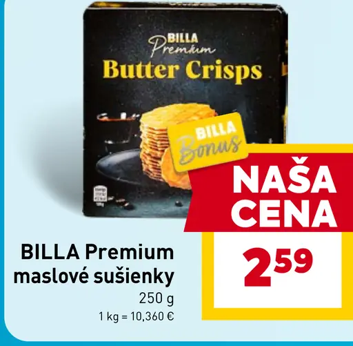 BILLA Premium maslové chrumkavé sušienky