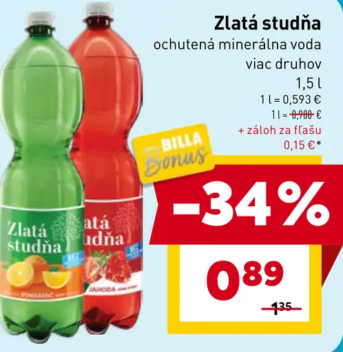 Zlatá studňa ochutená minerálna voda