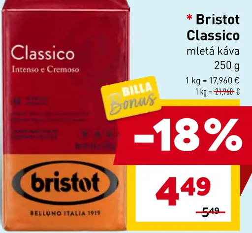 Bristot Classico mletá káva