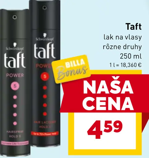 Taft lak na vlasy rôzne druhy