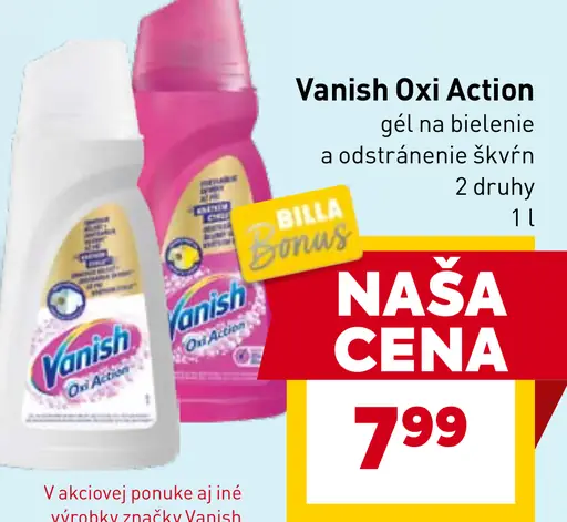 Vanish Oxi Action gél na odstránenie škvŕn rôzne druhy