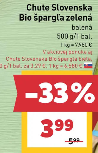 Chute Slovenska Bio špargľa zelená balená
