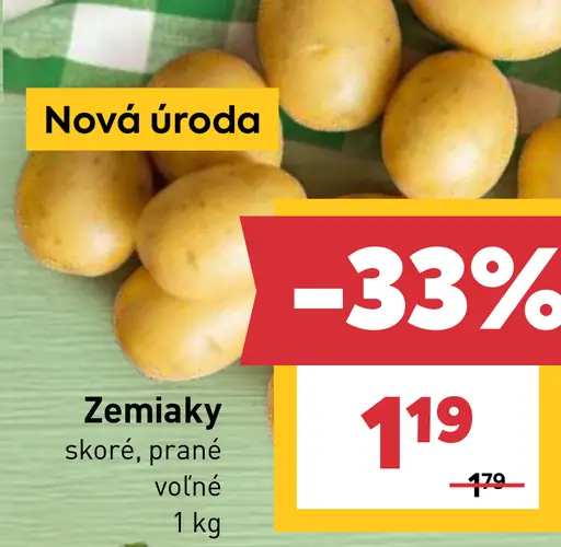 Zemiaky skoré prané voľné