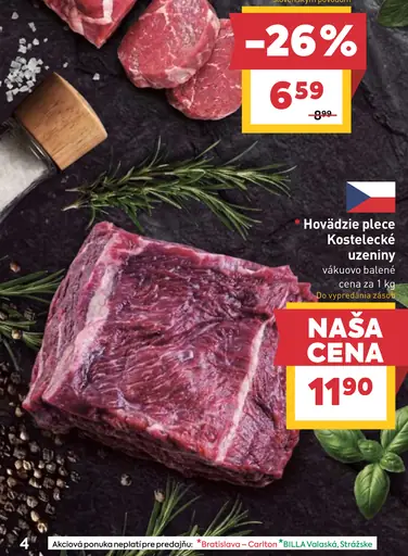Hovädzie plece Kostelecké údeniny vákuovo balené