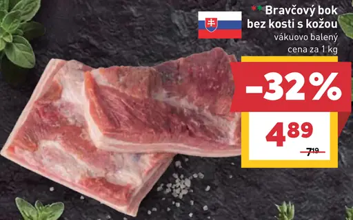 Bravčový bok bez kosti s kožou