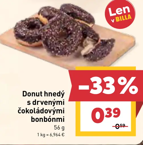 Donut hnedý s drvenými čokoládovými bonbónmi
