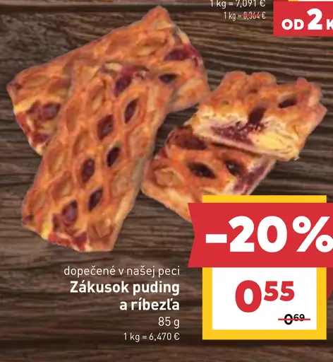 Zákusok puding a ríbezľa