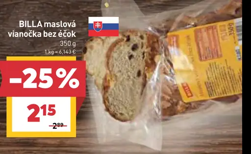 BILLA maslová vianočka bez éčok