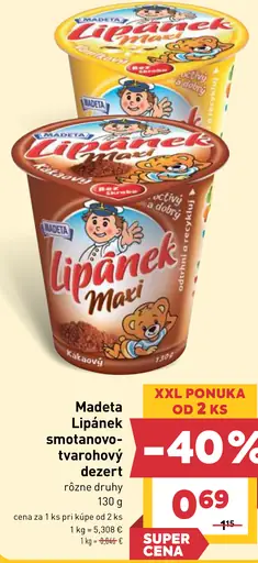 Madeta Lipánek smotanovo-tvarohový dezert