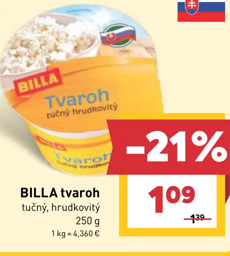 BILLA tvaroh tučný hrudkovitý