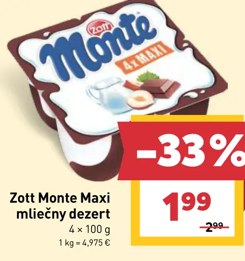 Zott Monte Maxi mliečny dezert