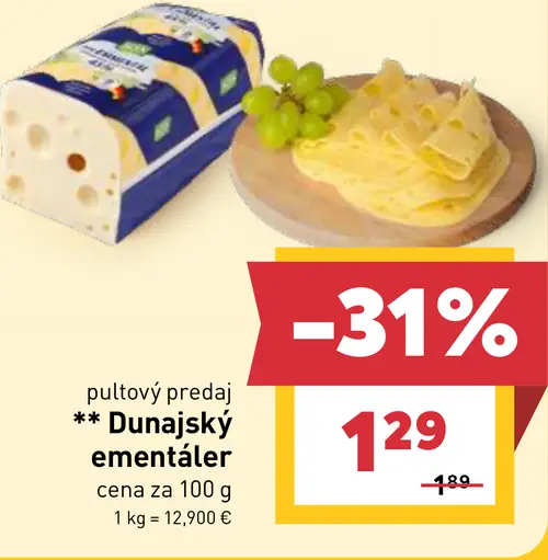 Dunajský ementáler syr na pultový predaj