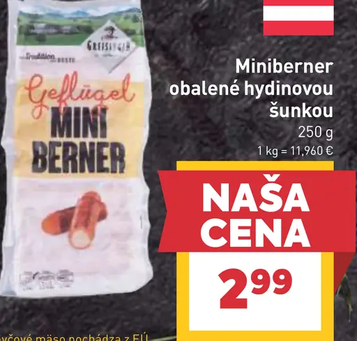 Miniberner obalené hydinovou šunkou