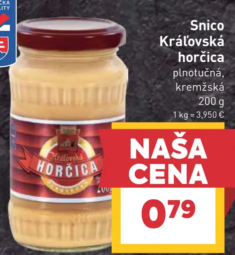 Snico Kráľovská horčica plnotučná kremžská