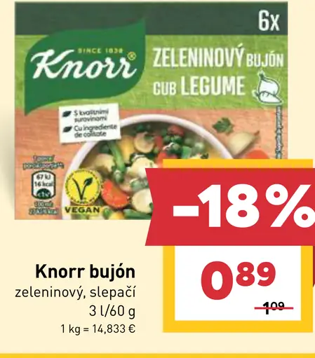 Knorr bujón zeleninový, slepačí