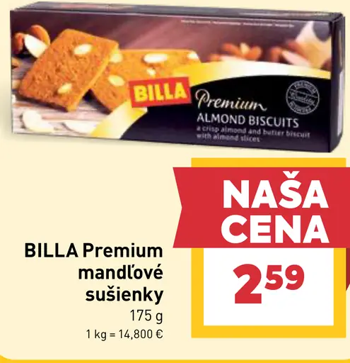 BILLA Premium mandľové sušienky