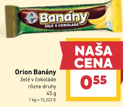Orion Banány XXL želé v čokoláde