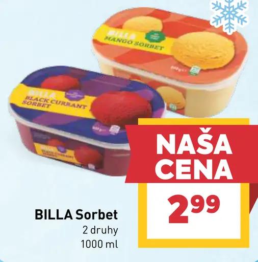 BILLA Sorbet mrazený sorbet