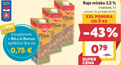 Rajo Mlieko plnotučné 3,5%