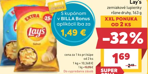 Lay's zemiakové lupienky rôzne druhy