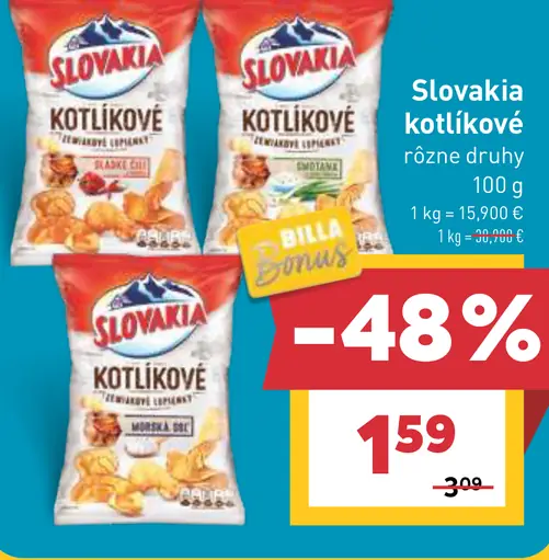 Slovakia kotlíkové zemiakové chipsy rôzne druhy