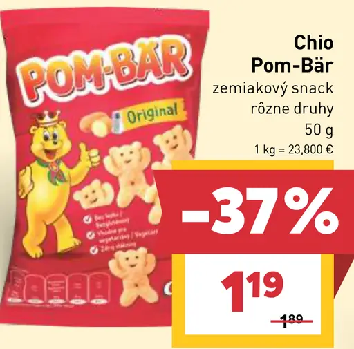 Chio Pom-Bär zemiakový snack rôzne druhy